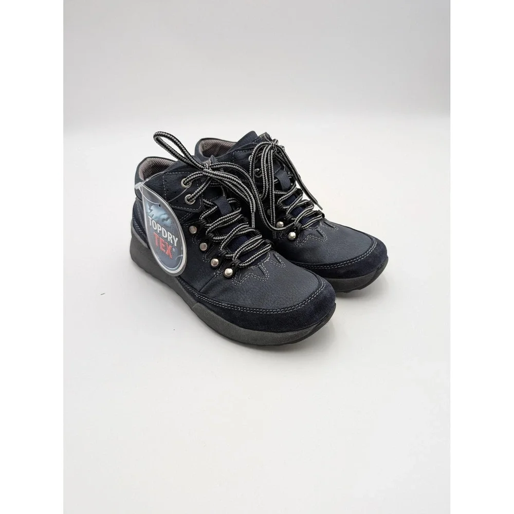 Romika Snow Boots Womens‎ Size 5.5 Blue Leather TopDryTex Ankle Waterproof Wedge